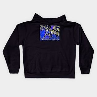 Run Pony Run Mosaic Abstract Blue Kids Hoodie